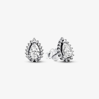 Pandora Pear Halo Stud Earrings