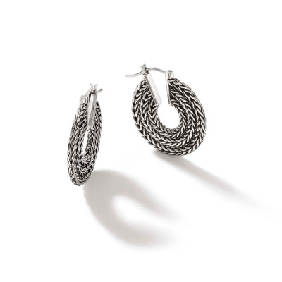Rata Chain Hoop Earrings, Sterling Silver