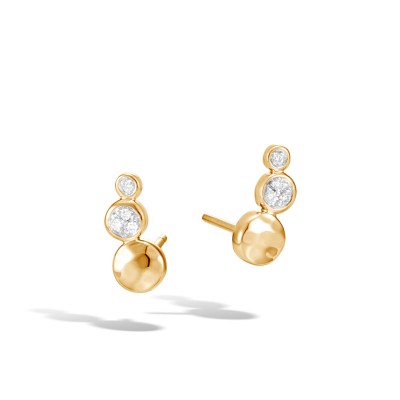 Dot Hammered Stud Earrings with Diamonds