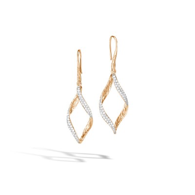 Classic Chain Wave Drop Earrings with Diamond
