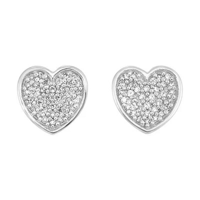 Sterling Silver Pave Hert Earrings