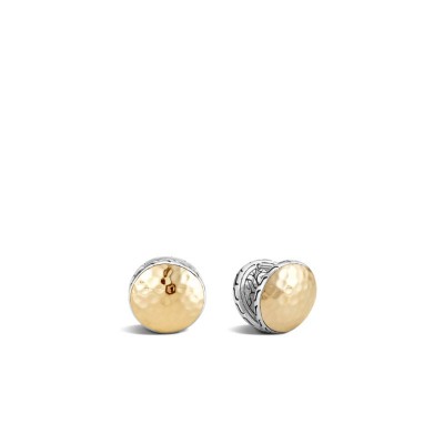 John Hardy sterling silver and 18k bonded yellow gold Classic Chain hammered reversible stud earring