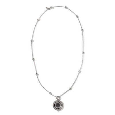 Moon Door Necklace, Sterling Silver, Pave