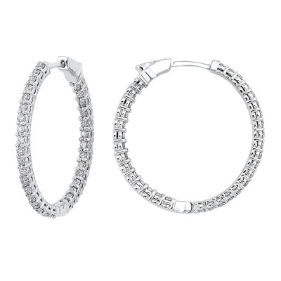 Diamond Solitaire Double Halo Fleur-de-Lis Dangle Earrings in Sterling ...